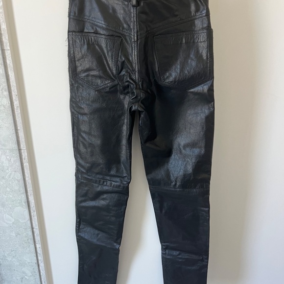 Black Real Leather Pants - Picture 2 of 2